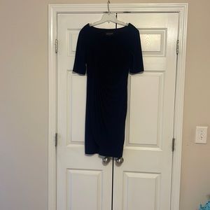 Navy Dress with Pleated Detail